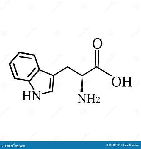 Tryptophan Or L-tryptophan, Trp, W Amino Acid Molecule. Skeletal Formula. Cartoon Vector ...