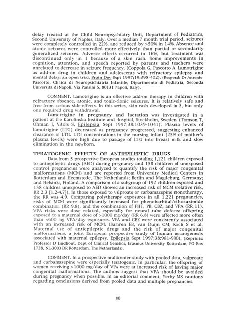 (PDF) Teratogenic Effects of Antiepileptic Drugs