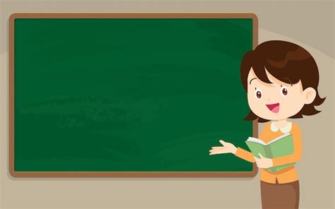 Premium Vector | Young woman Teacher in front of chalkboard