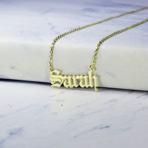 14K Solid Gold Old English Name Necklace-gothic Name - Etsy