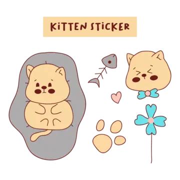 Cute Kawaii Cat On Sticker Illustration, Vector Art Illustration, Paper, Sticker PNG and Vector ...