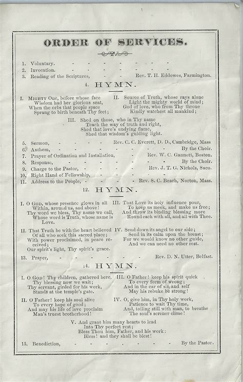 Heirlooms Reunited: 1873 Ordination & Installation Program for Loring Everett Beckwith at ...