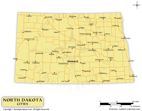 North Dakota Cities Map, Map of North Dakota with Cities