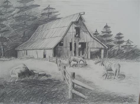 Printable Pencil Drawings Of Old Barns