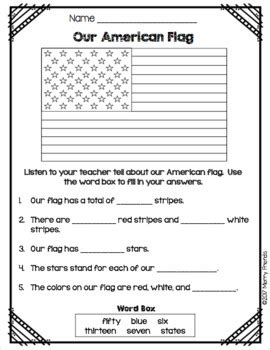 American Flag Worksheet FREEBIE by Merry Friends | TPT