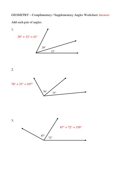 Complementary And Supplementary Angles Worksheets 7th Grade