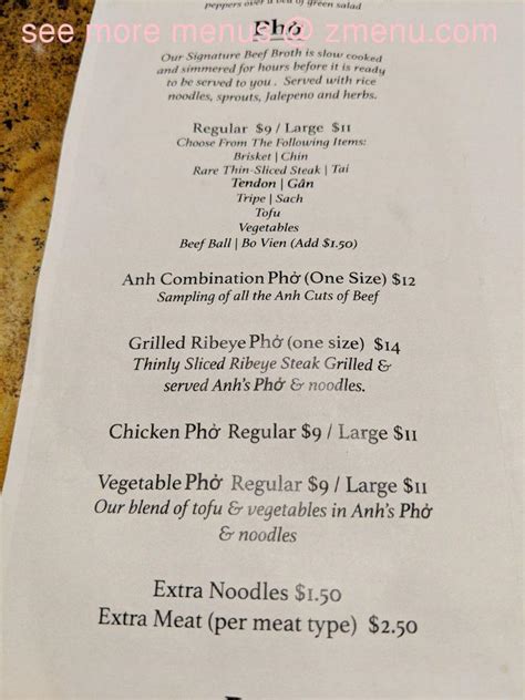 Online Menu of Anh Restaurant & Bar Restaurant, Richmond, California ...