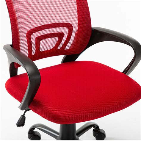 New Home Office Mesh Swivel Chair Adjustable Height with Armrests and Ergonomics Backrest – Red ...