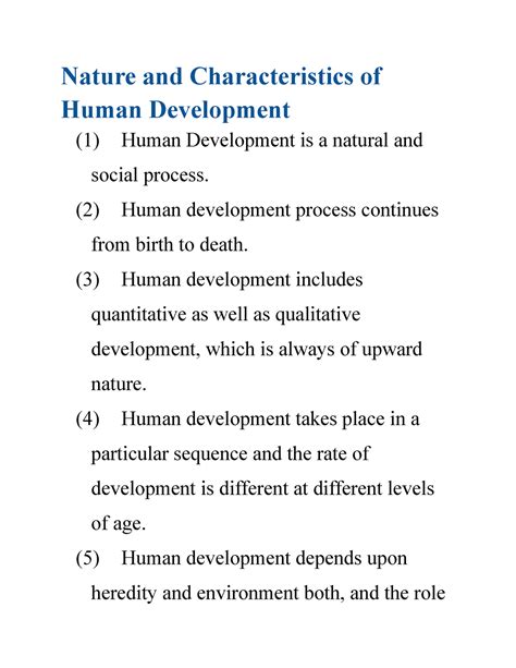 Nature and Characteristics of Human Development - Nature and Characteristics of Human ...