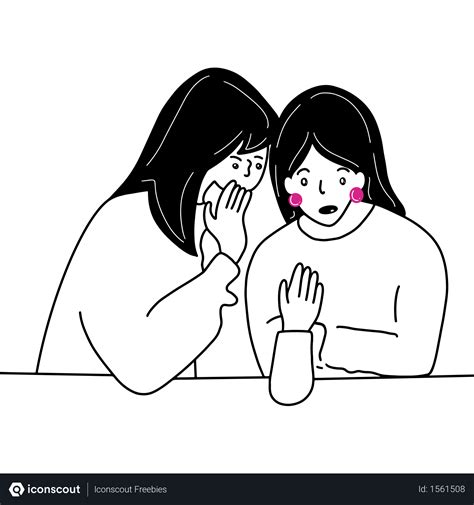 Best Free Two girls gossiping Illustration download in PNG & Vector format | Drawings of friends ...