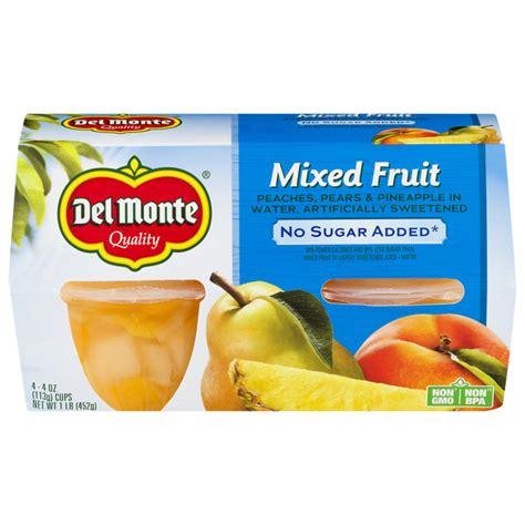 Save on Del Monte Fruit Cups Mixed Fruit No Sugar Added - 4 ct Order Online Delivery | Stop & Shop