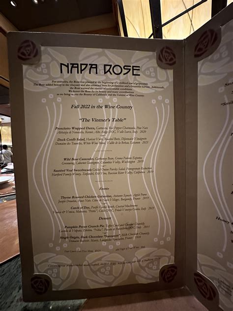 Napa Rose Dining Review - Marvelous Mouse Travels