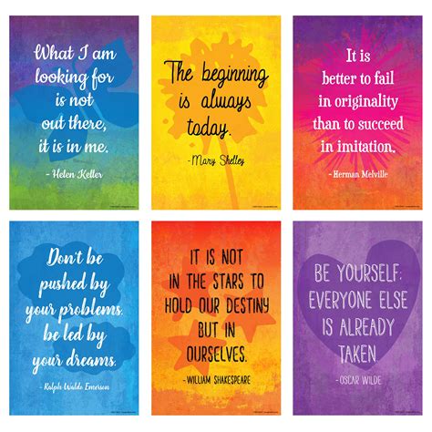 Buy Inspirational Quotes Set (6 Pack) - English Classroom s - Famous Author Quotes - Positive ...