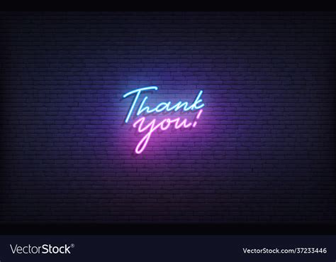 Thank you neon sign glowing neon lettering Vector Image