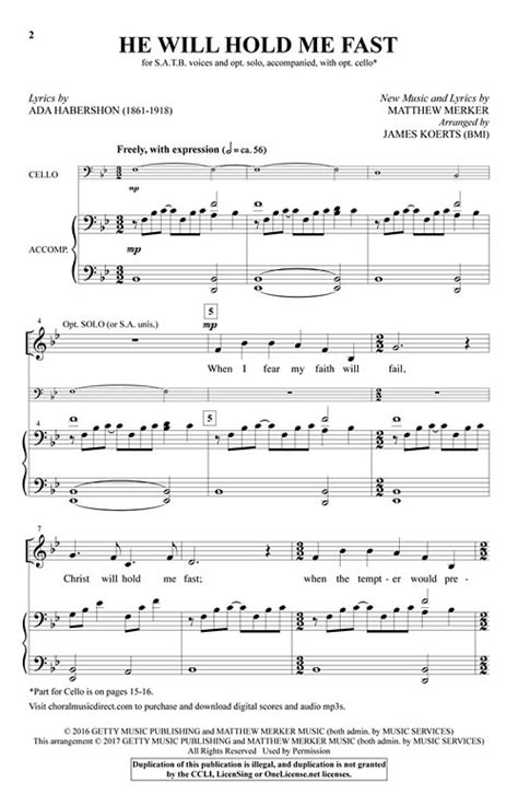 He Will Hold Me Fast Sheet Music by James Koerts (SKU: 35031821) - Stanton's Sheet Music