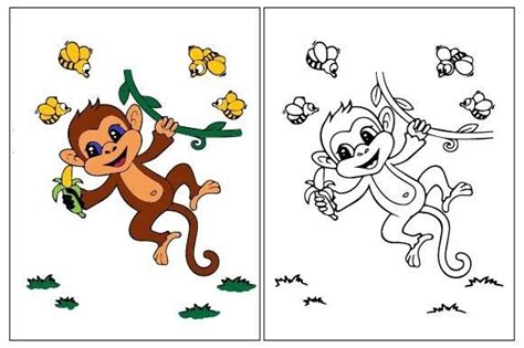 Cute Cartoon Monkey Coloring Pages