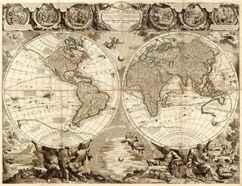 Old World Map Baptiste 1708 world Map Print Antique Style World Map ...