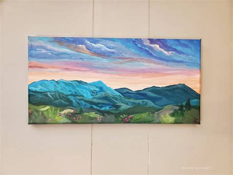 Colorful Mountain Sunset Acrylic Painting on Canvas Original - Etsy