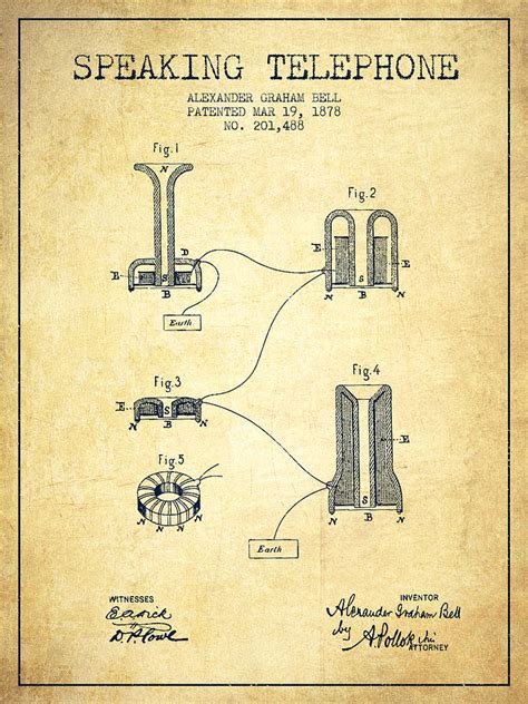 Alexander Graham Bell Speaking Telephone Patent From 1878 - Vint Drawing by Aged Pixel