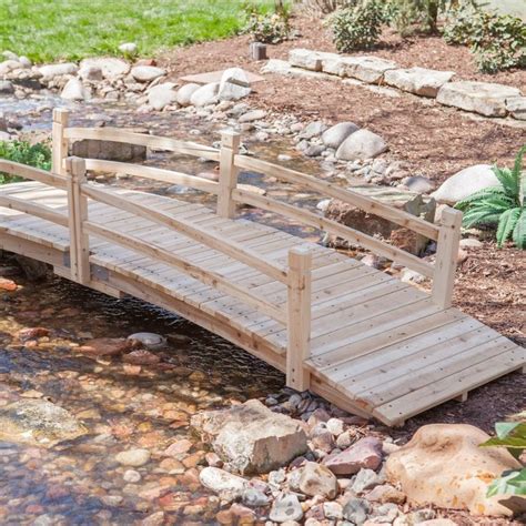 12-Ft Wooden Garden Bridge with Rails in Unfinished Fir Wood | Garden bridge, Wooden garden ...