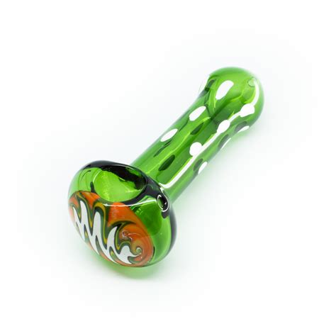 Handblown Glass Spoon Weed Pipes - Green with Swirls - 4 Inches ...