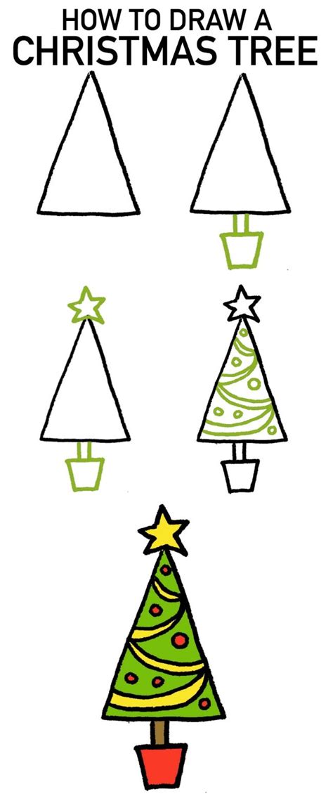 How To Draw A Christmas Tree Easy Step By Step at Robert Titus blog