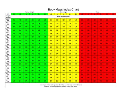 Body Mass Index Chart for Adults Download Printable PDF | Templateroller