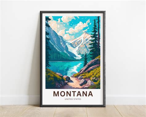 Montana Travel Print Montana Poster, United States Wall Art, Framed ...