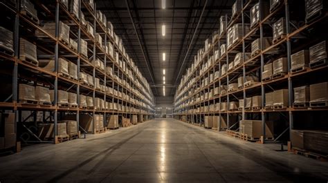 An Empty Warehouse With Many Shelves Background, Distribution Warehouse Image, Hd Photography ...