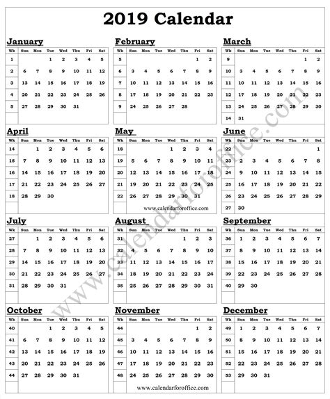 Year Calendar Numbered Weeks | Calendar Printables Free Templates