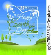 1 Happy Earth Day Logo Design In A Spring Landscape Clip Art | Royalty Free - GoGraph