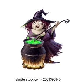 Halloween Witch Cauldron Holiday Illustration Cartoon Stock ...