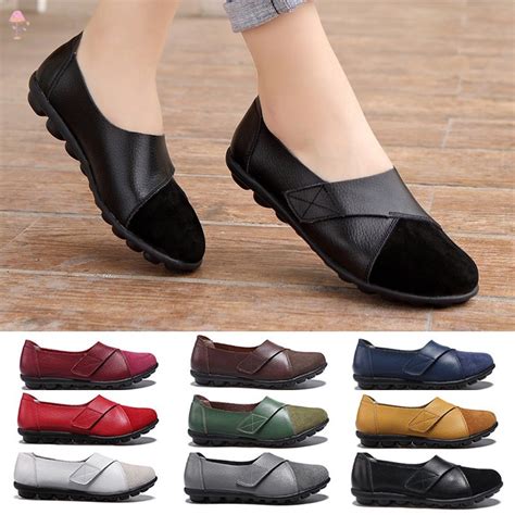 LL Orthopedic PU Leather Loafers Soft Sole Casual Flats Shoes for Women ...