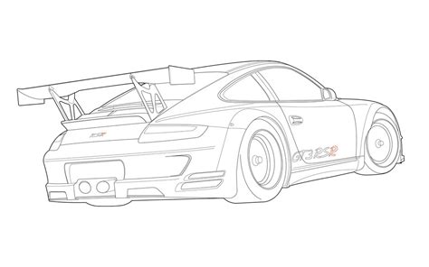 Porsche 911 GT3 RSR | 3-Line Weight Drawing Digital: Adobe I… | Flickr