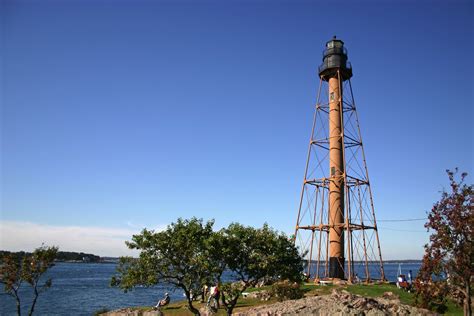 New England Lighthouses: Marblehead Lighthouse (Massachusetts) with Christmas lights