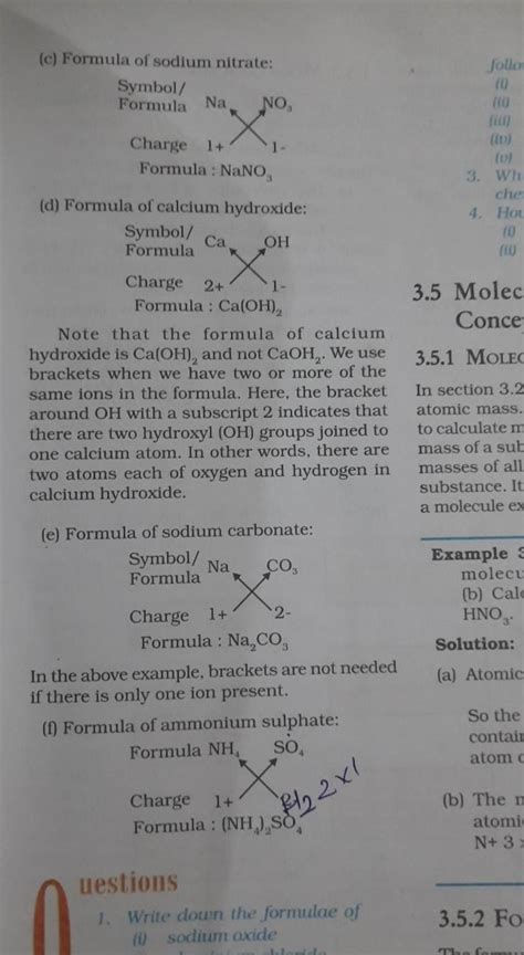 (c) Formula of sodium nitrate: Symbol/ Formula : NaNO3 (d) Formula of ca..