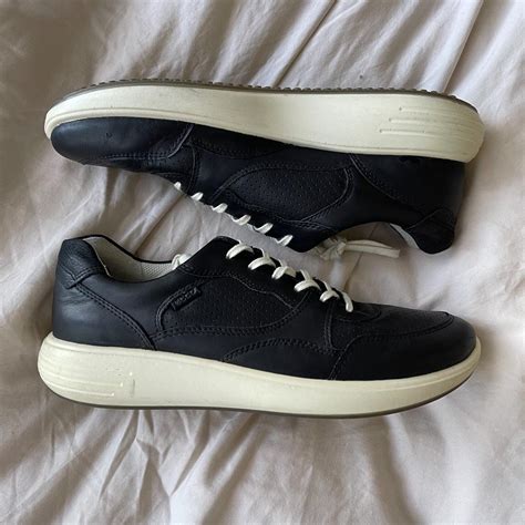 Women's Ecco black and white leather sneaker shoes,... - Depop