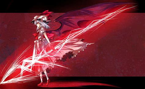 720P free download | Divine Spear "Spear the Gungnir", red, girl, scarlet, touhou, weapon, wing ...