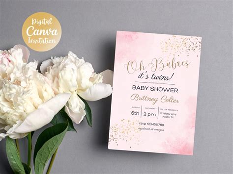 Twin Baby Shower Invitation Twins Baby Shower Baby Shower - Etsy