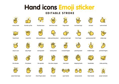 Yellow color Hand Icons Emoji Sticker 26786343 Vector Art at Vecteezy