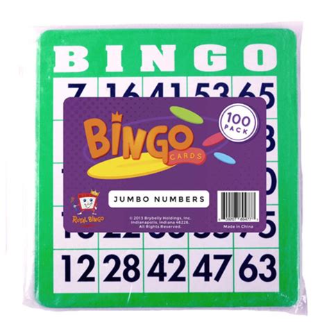 Pack of 100 Bingo Cards with Jumbo Numbers - Green — Pippd