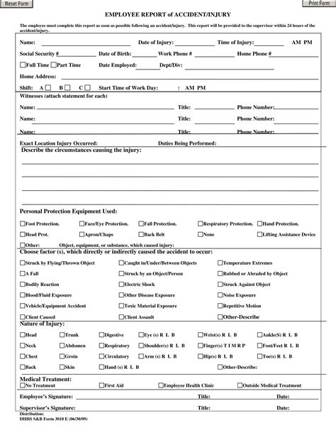 Printable Injury Report Form - Printable Word Searches