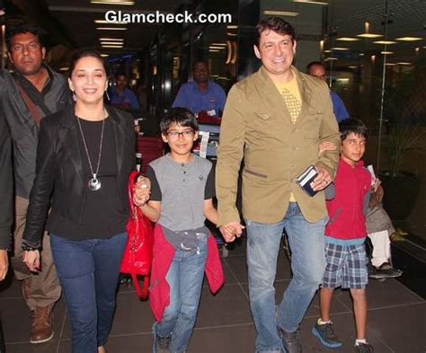 Madhuri Dixit Spotted at Mumbai International Airport with Hubby and ...