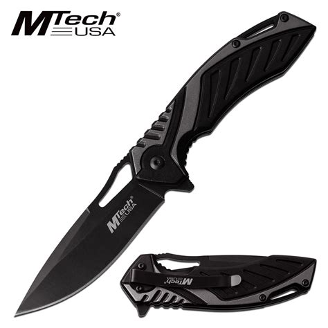 Spring Assist Pocket Knife Black/Grey Two Tone Aluminum Hand