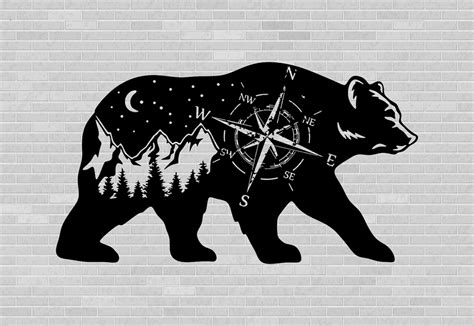 Bear Landscape Svg Night Sky Svg Bear Forest Silhouette Svg Etsy Ireland | Images and Photos finder