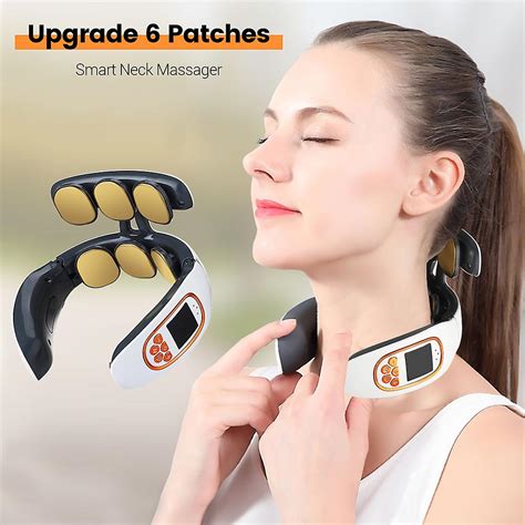 Upgrade 6 Patches Neck Massager 4 Modes Micro-current Smart Ems Pulse Neck Massager Rechargeable ...