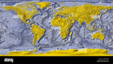 World Map Shaded Relief With Shaded Ocean Floor Land Areas Colored | My XXX Hot Girl