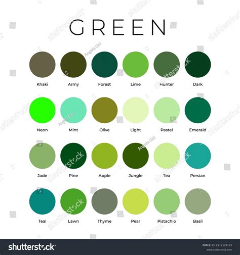 1,447 Names Green Colour Shades Images, Stock Photos, 3D objects ...