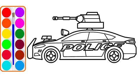 Vẽ xe cảnh sát | Dạy bé tô màu | Bé học màu bằng tiếng anh| Police car drawing and coloring for ...