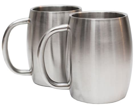 Stainless Steel Coffee Beer Tea Mugs - 14 Oz Double Walled Insulated - Set of 2 791756100020 | eBay